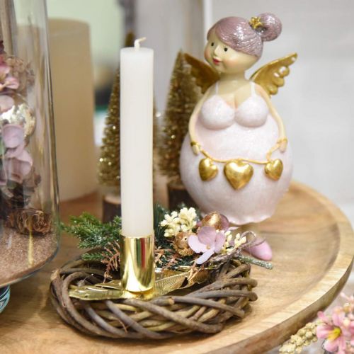 Produkt Świecznik na piórku, metalowa dekoracja, świecznik, dekoracja adwentowa Złoty Ø2,2cm L13cm 4szt.