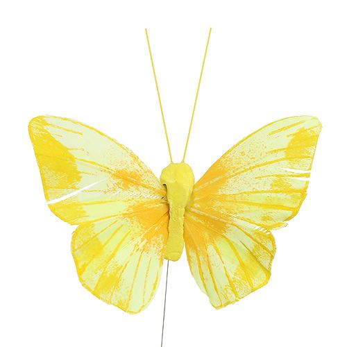 Floristik24 Pióra Motyl 10cm Żółte 12szt