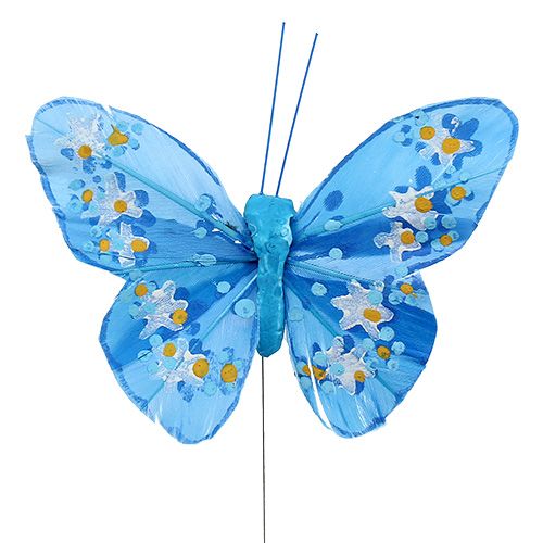 Floristik24 Motyl z piór 8,5cm różne kolory. 12szt.