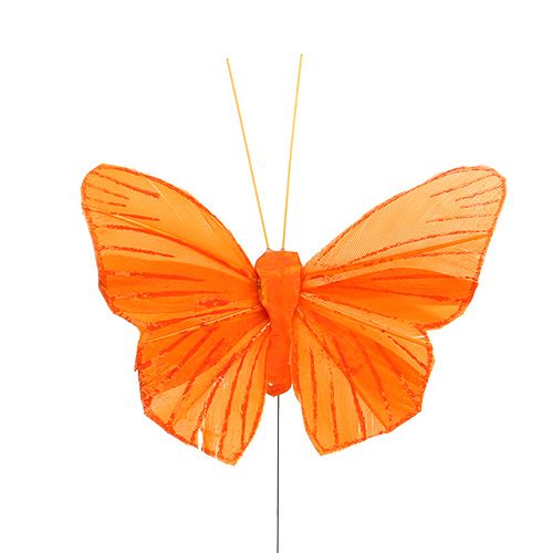 Floristik24 Motyl z piórami 8 cm pomarańczowy 24 szt.