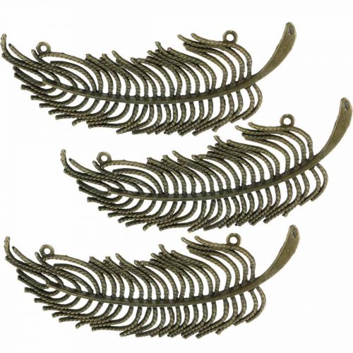 Produkt Pióra dekoracyjne, zawieszki jubilerskie, pióra metalowe, dekoracja rozproszona brązowo-kolorowe D8cm 10 szt