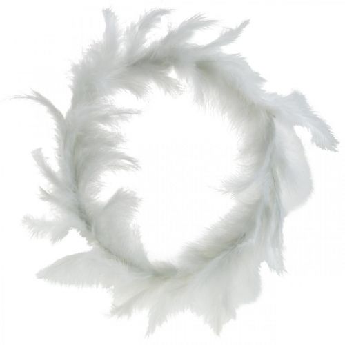 Wianek z piór biały Ø25cm Dekoracja wielkanocna Prawdziwe pióra Wianek dekoracyjny 2 szt.