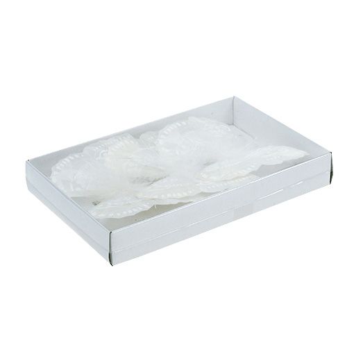 Floristik24 Pióra Motyl 11,5cm z klipsem Białe 3szt