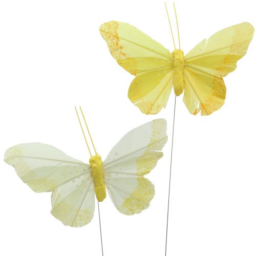 Floristik24 Motyle piórkowe żółte 8,5 cm 12 sztuk