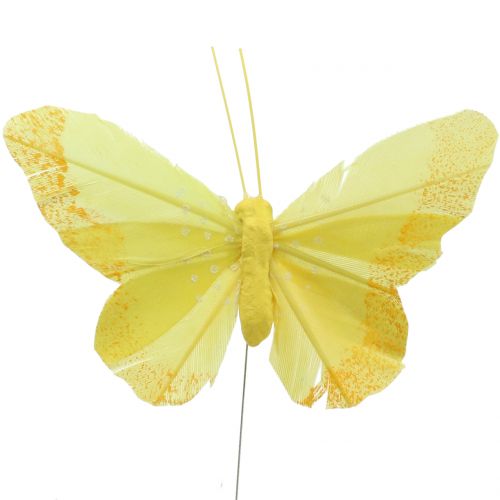 Floristik24 Motyle piórkowe żółte 8,5 cm 12 sztuk