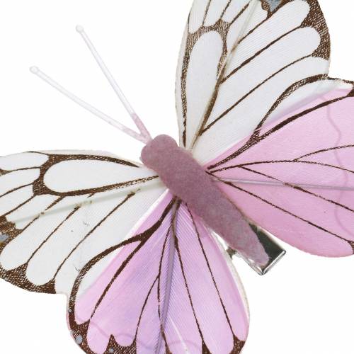 Produkt Piórko motyl różowy na klipsie 6cm 10szt