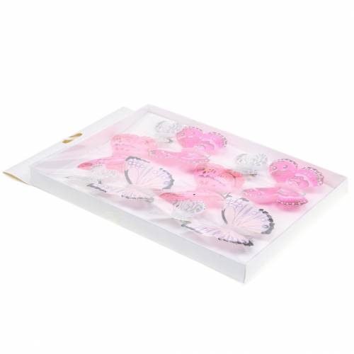 Floristik24 Motyl na klipsie różowy 6cm 10szt