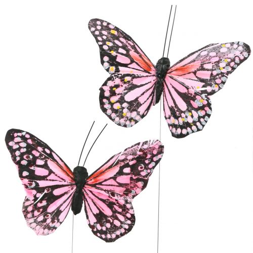 Floristik24 Motyl na drucie różowy 11cm 12szt