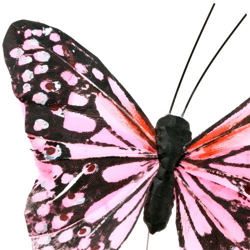 Floristik24 Motyl na drucie różowy 11cm 12szt
