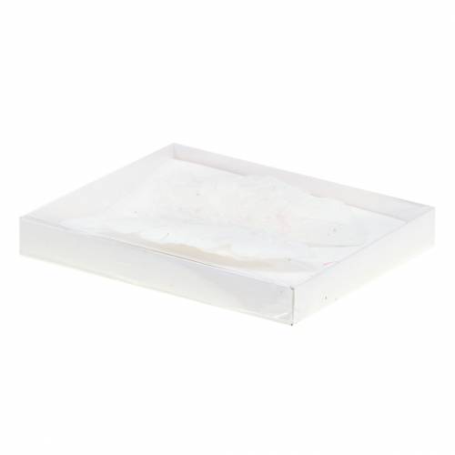 Motyl piórko na druciku 12cm Biały 3szt