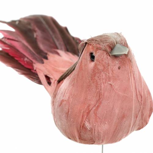 Ptaszek na druciku różowy 12cm 4szt.