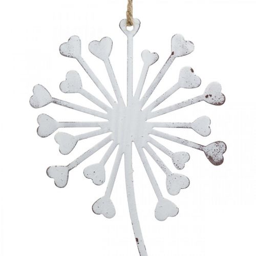 Floristik24 Wróżka z dmuchawcem, wiosenna ozdoba do zawieszenia, metalowa zawieszka biała, srebrna H25,5/27,5cm 4szt