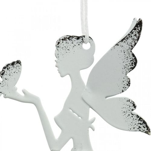 Floristik24 Wisząca elf deco metalowa biała Ø7,5cm W12cm 4szt