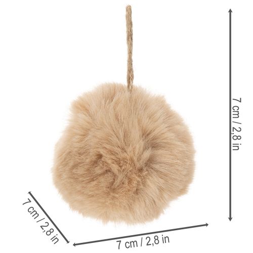 Pompon dekoracyjny do zawieszenia, puszysta kulka futerkowa, 7cm, 6 szt. | Floristik24.pl