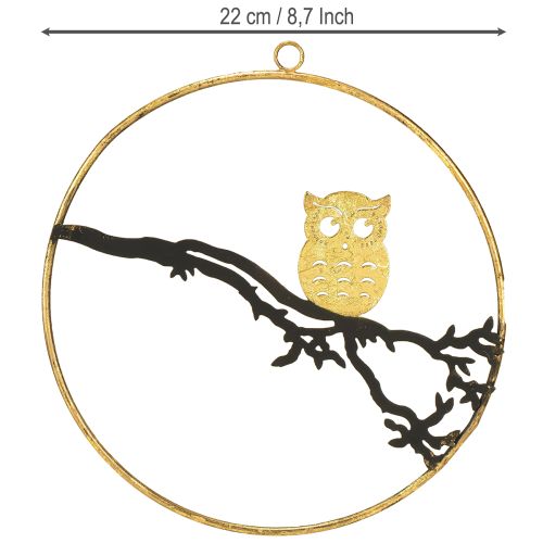 Produkt Dekoracja okienna sowa na gałązce jesiennej, ozdobne kółko metalowe 22cm