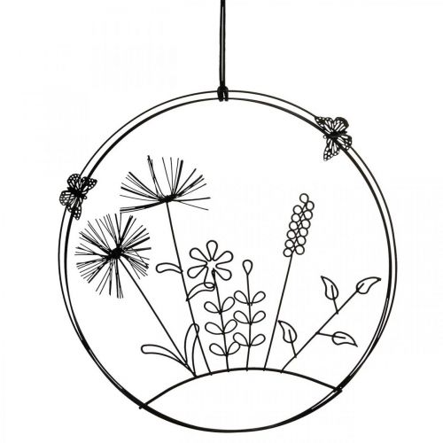 Dekoracja okienna sprężyna, ozdoba wisząca metalowe kwiaty Ø20,5cm 2szt