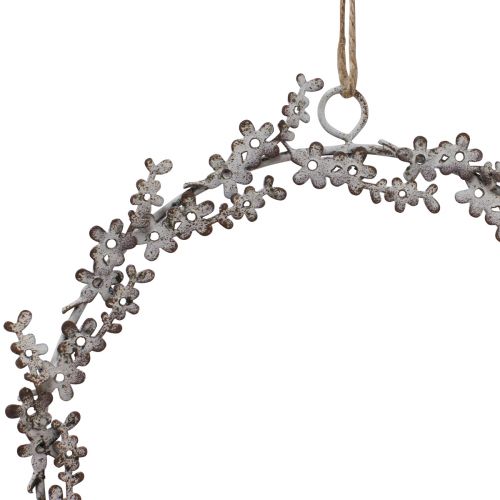 Produkt Dekoracja okienna wianek na drzwi wieniec kwiatowy metalowy biały Ø16,5cm