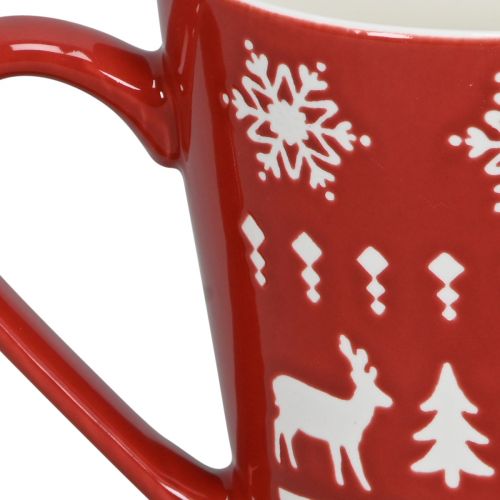 Produkt Świąteczny kubek świąteczny z motywem renifera i choinki wys. 10 cm - czerwony i biały 2 sztuki