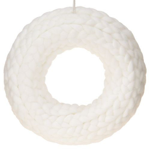Produkt Filcowa dekoracja wełniany wieniec dekoracyjny w kolorze białym do zawieszenia Ø25cm