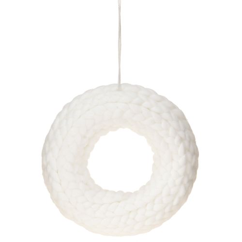 Produkt Filcowa dekoracja wełniany wieniec dekoracyjny w kolorze białym do zawieszenia Ø25cm