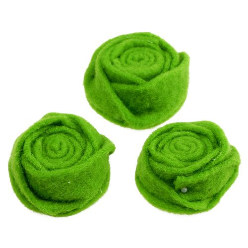 Produkt Filcowa róża zielona Ø6,5 cm 9 sztuk