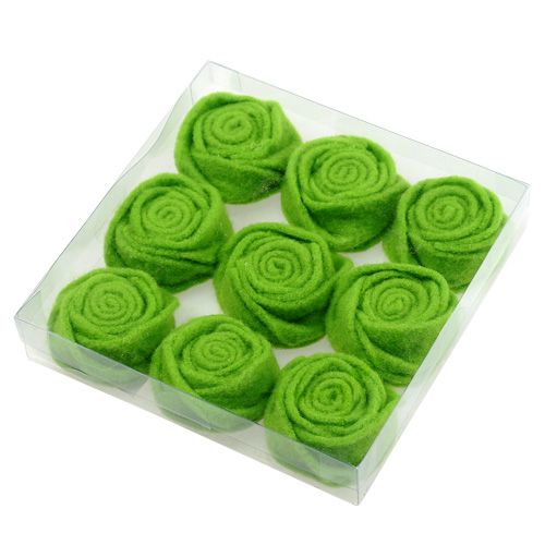 Produkt Filcowa róża zielona Ø6,5 cm 9 sztuk