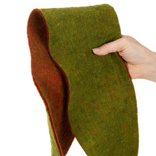 Taśma filcowa wełniana jako dwukolorowa opaska na doniczki do florystyki, zielono-czerwona, 15 cm x 5 m | Floristik24.pl