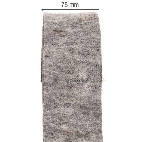 Taśma filcowa, pasek do garnków, 100% wełny, szaro-czarna, szerokość 7,5 cm, długość 5 m | Floristik24.pl
