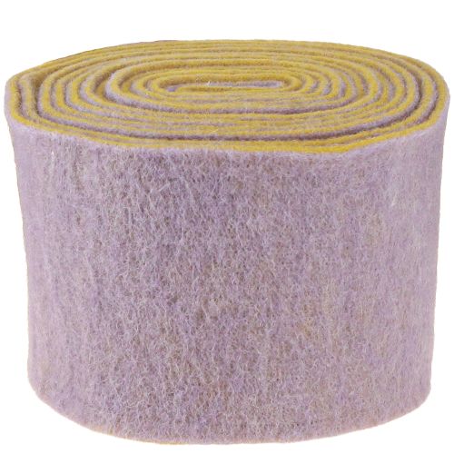 Produkt Wstążka filcowa, tasiemka doniczkowa, tasiemka wełniana dwukolorowa musztardowa żółta, fioletowa 15cm 5m
