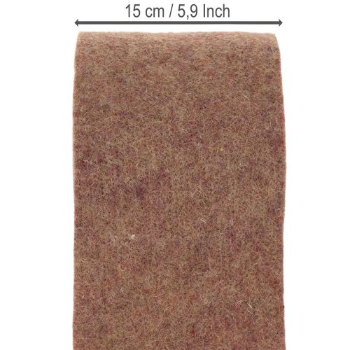 Dwukolorowa taśma filcowa z filcu wełnianego, 100% wełny, fioletowo-brązowa, 15 cm x 5 m | Floristik24.pl