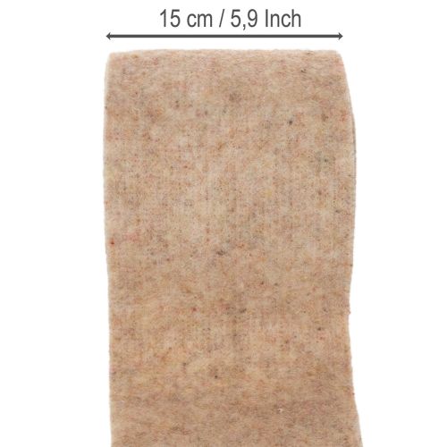 Filcowa wstążka wełniana, dwukolorowa, sprzedawana na metry do projektów kreatywnych, brązowo-biała, 15 cm x 5 m | Floristik24.pl