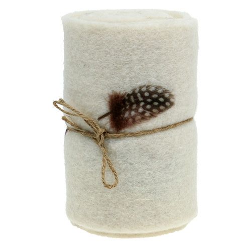 Floristik24 Wstążka filcowa kremowa z wzorem piór 15cm 2m