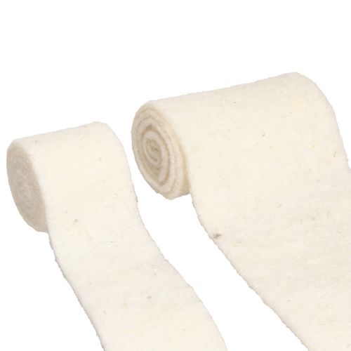 Floristik24 Wstążka filcowa Wstążka wełniana Biała szer. 7 cm / 15 cm dł. 100 / 100 cm Zestaw 2 sztuk