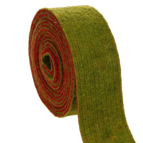 Taśma filcowa, dwukolorowa taśma do podkładek pod garnki, 100% wełny, czerwono-zielona, szerokość 7,5 cm, długość 5 m kupić | Floristik24.pl