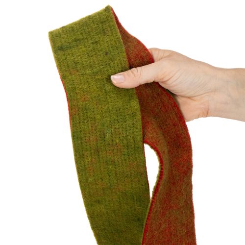 Taśma filcowa, dwukolorowa taśma do podkładek pod garnki, 100% wełny, czerwono-zielona, szerokość 7,5 cm, długość 5 m | Floristik24.pl