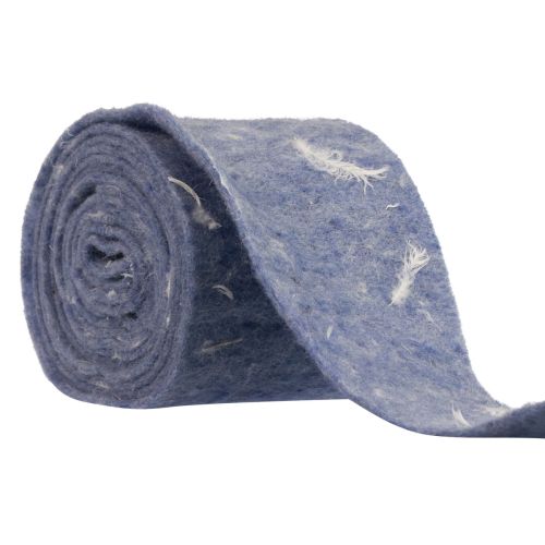 Tasiemka filcowa wełniana wstążka dekoracyjna tkanina niebieska piórka filc wełniany 15cm 5m