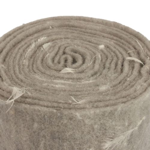 Floristik24 Wstążka filcowa wełniana wstążka tkanina dekoracyjna szare piórka filc wełniany 15cm 5m