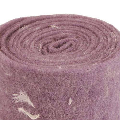 Floristik24 Wstążka filcowa wełniana wstążka tkanina dekoracyjna fioletowe piórka filc wełniany 15cm 5m