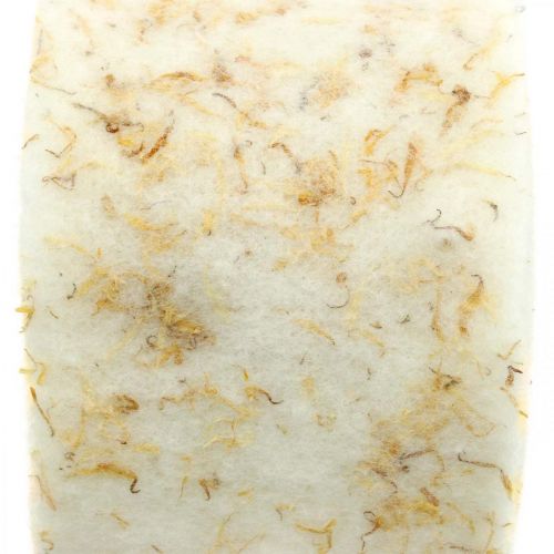 Floristik24 Filcowa wstążka dekoracyjna kremowa z żółtymi kwiatami wstążka doniczkowa 15cm×5m