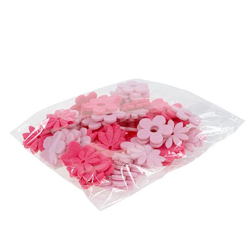 Floristik24 Kwiatek filcowy różowy, różowy 3,5cm 96szt