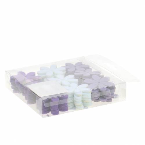 Floristik24 Kwiatek filcowy Fioletowy, Biały Asortyment 4,5cm 54szt.