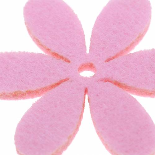 Floristik24 Kwiatek filcowy Ø4,5cm Różowy, Biały, Różowy Asortyment 54szt.