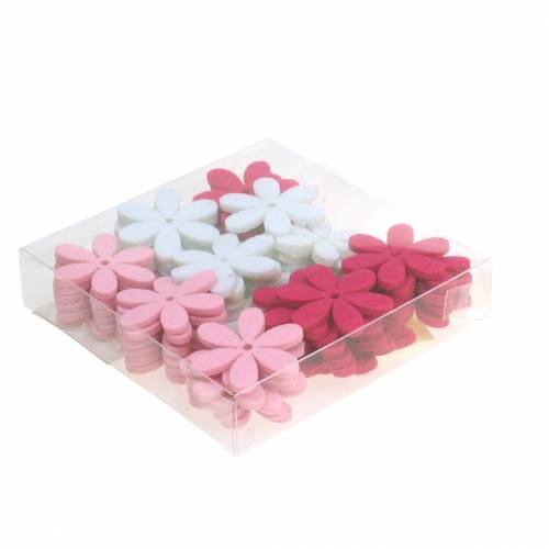 Floristik24 Kwiatek filcowy Ø4,5cm Różowy, Biały, Różowy Asortyment 54szt.