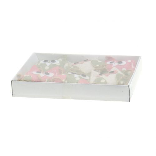 Floristik24 Tkanina dekoracyjna sowa 6cm róż/zielona/biała 6szt