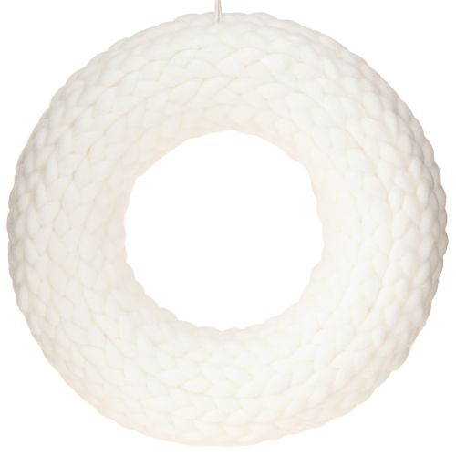 Produkt Wianek filcowy wełniany filc do zawieszania biały pleciony Ø30cm