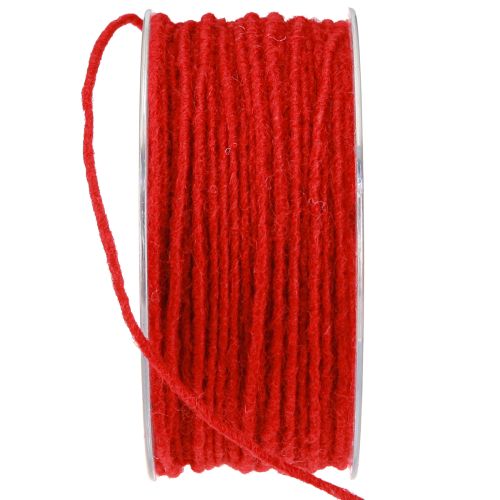 Produkt Sznurek filcowy wełniany sznurek wełniany knot czerwony 100m