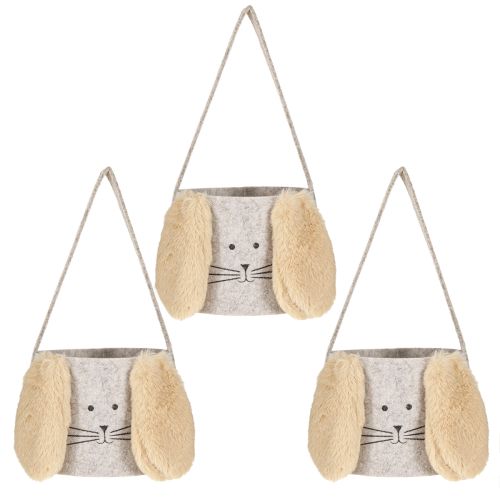 Produkt Filcowa torba Królik Ozdoba Szaro-brązowa Ø13,5cm 3 szt