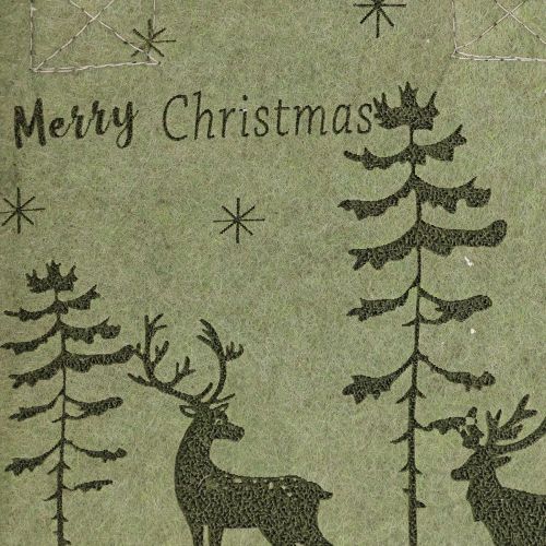 Floristik24 Torebka filcowa Merry Christmas mała z uchwytami Zielona 15×10cm