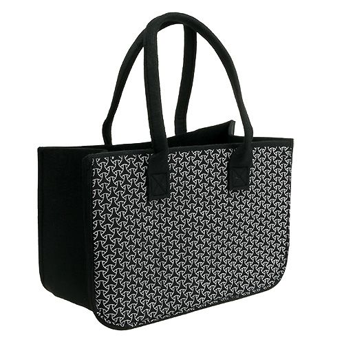 Floristik24 Torba filcowa czarna z wzorem 39cm x 20cm x 25cm