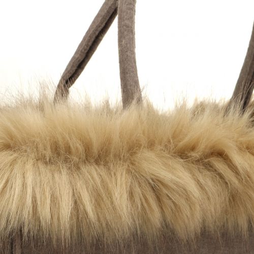 Floristik24 Torba filcowa z futerkiem w kolorze jasnobrązowym 38cm x24cm x 20cm